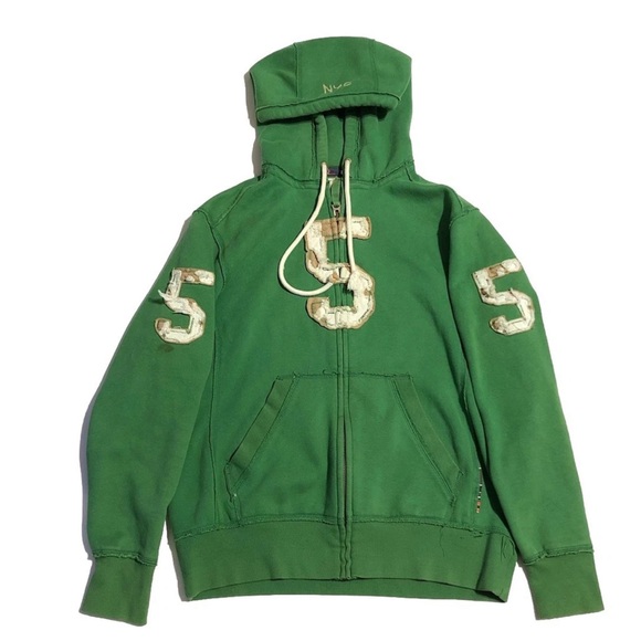 Triple Five Soul Hoodie Embroidered Full Zip Green Y2K Distressed - Picture 1 of 8